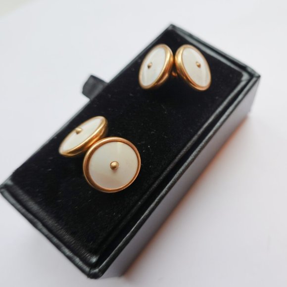 White Enamel Art Deco Cufflinks - Picture 1 of 2